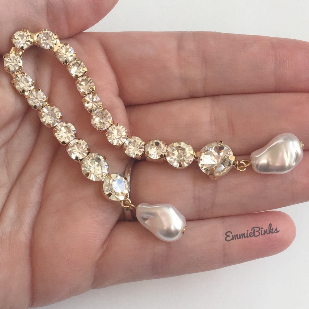 New Zara Rhinestone Crystal Drop Statement Earrings - Picture 14 of 16